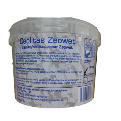 Ceolitas Zeowet gėlo vandens akvariumo ir žuvų ūkių vandens valymui, frakcija  2.5-5mm, po 2L (1,75kg)